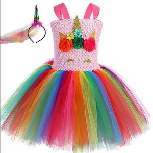 Girls size 3/4 Tu-Tu Set w/Unicorn Headband